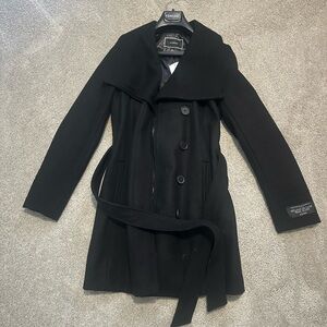 Le Chateau Black Wool Blend Trench Coat